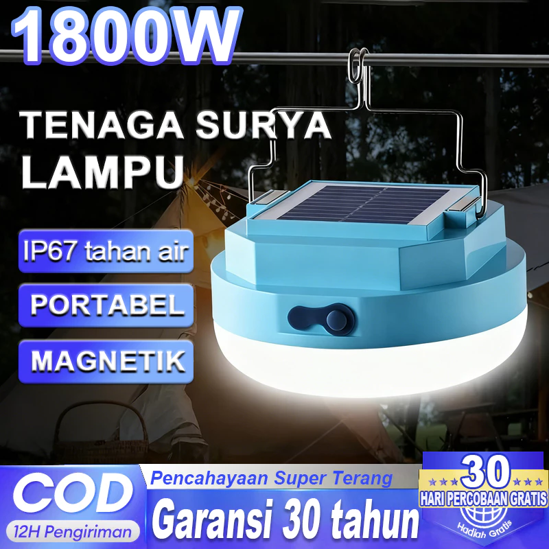 [Garansi 30 tahun] Lampu Emergency Lampu Darurat Gantung Solar Panel Camping Lampu LED Tenaga Surya 1500W Tahan Air Luar Ruangan – Cocok untuk Tenda & Ruang Darurat