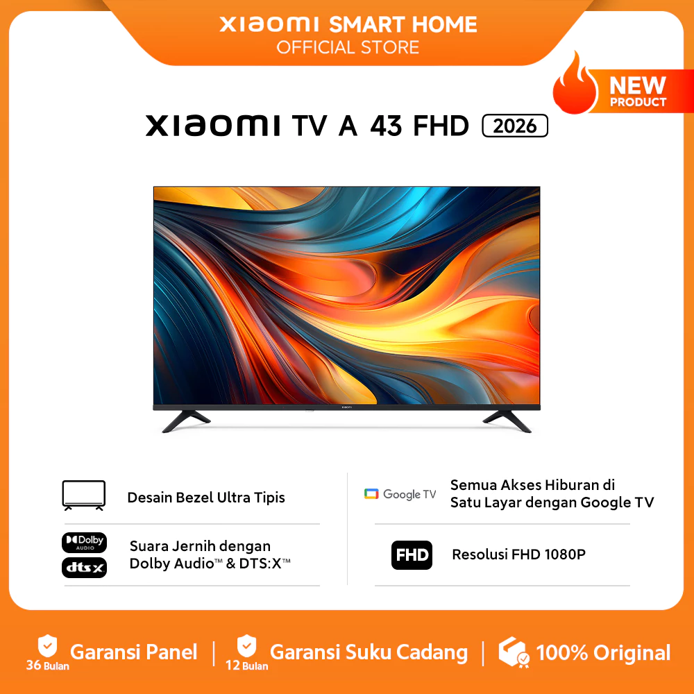 Xiaomi TV A 43" FHD 2026 | Resolusi FHD | Dolby Audio™ | DTS-X Google TV [Xiaomi Official Store]