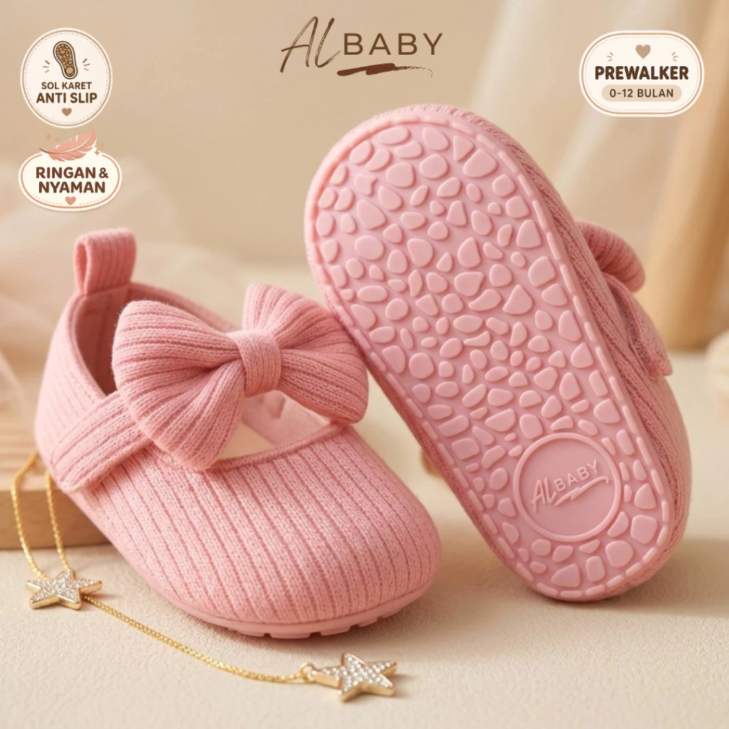 ALbaby Sepatu Bayi Perempuan Lucu 0-12 Bulan Prewalker Anti Slip Ringan Nyaman Baby Shoes - PITA 04