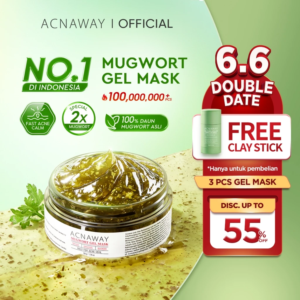 [FREE CLAYSTICK] ACNAWAY Advanced Mugwort Gel Mask– Face Mask Gel Masker Wajah untuk Kulit Berjerawat | Mencerahkan, Menghaluskan & Membersihkan Pori|Anti Kusam, Komedo & Minyak|Acne Skincare Brightening & Pore Care Masker Komedo Sleeping Mask Masker Acne