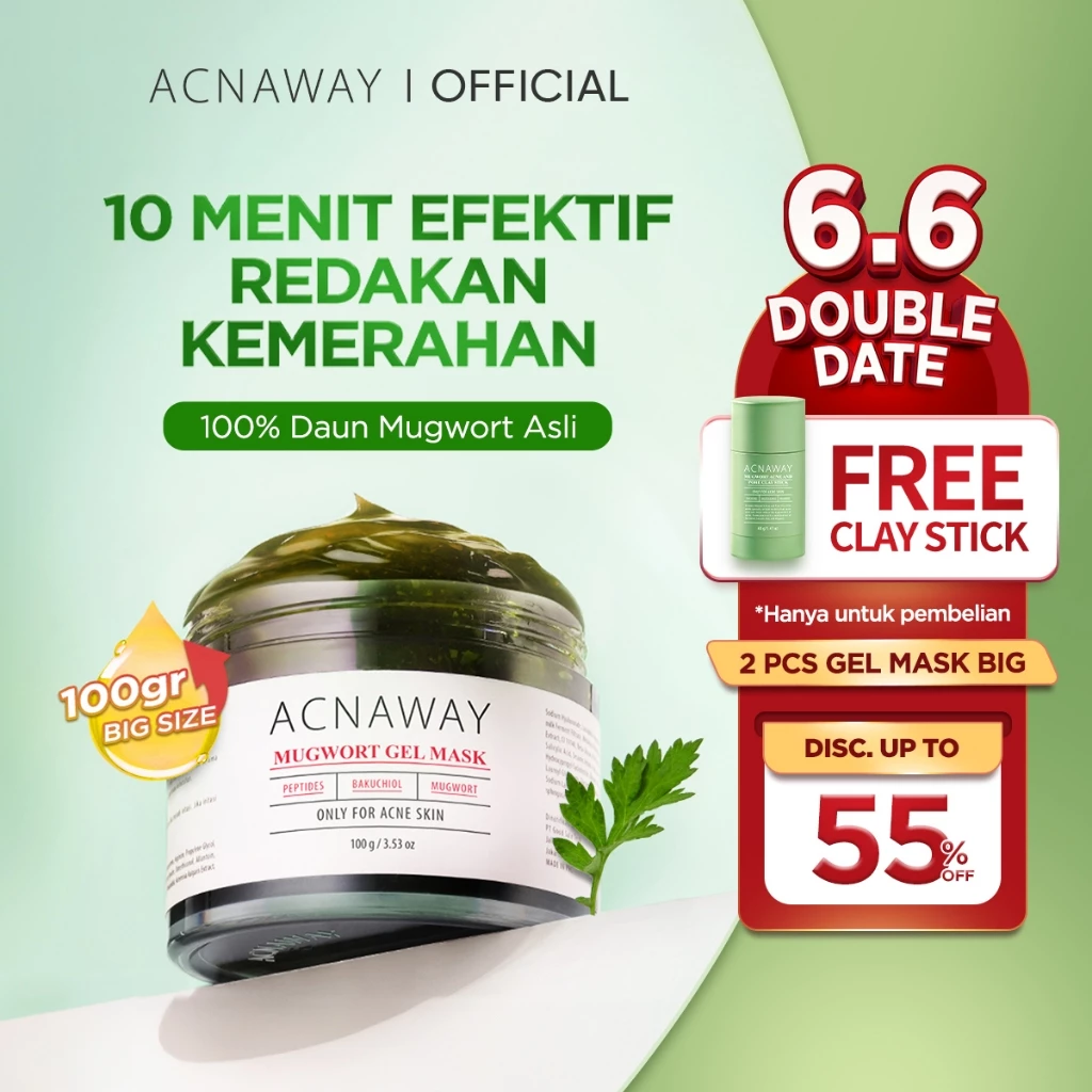 [FREE CLAYSTICK] ACNAWAY Advanced Mugwort Gel Mask BIG SIZE – Face Mask Gel Masker Wajah untuk Kulit Berjerawat |Mencerahkan, Menghaluskan & Membersihkan Pori|Anti Kusam, Komedo & Minyak |Acne Skincare Brightening & Pore Care Masker Komedo|Acne Treatment