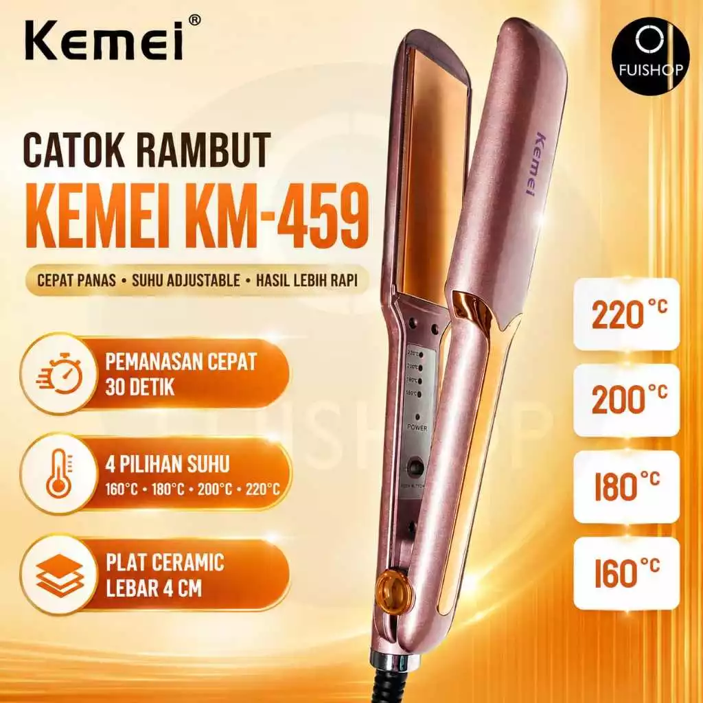 CATOKAN RAMBUT KEMEI KM 459 LURUS CURLY CATOK KERITING 2IN1 HAIR STRAIGHTENER
