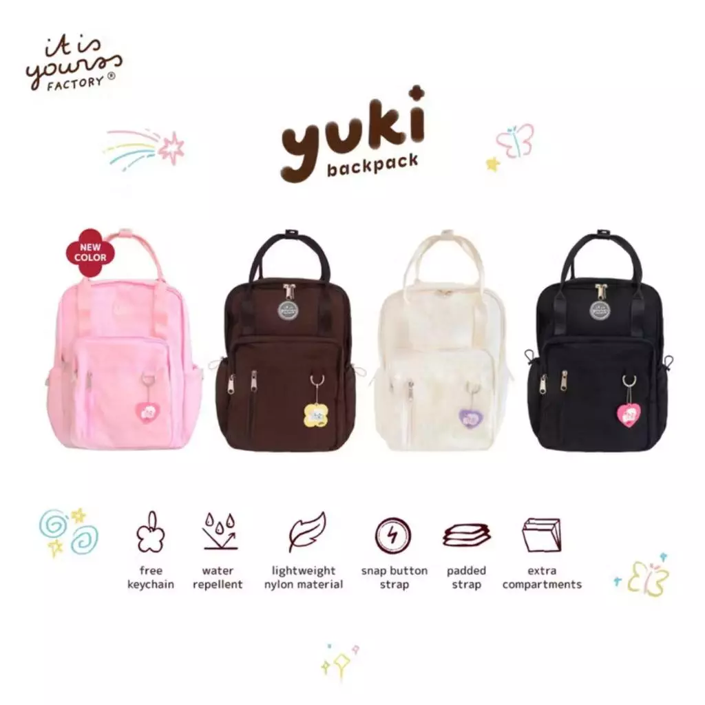 ITISYOURSS Yuki Backpack Wanita | Tas Sekolah Kampus Cewe | Women Backpack | Casual Backpack | Ransel Gemes Estetik Korea
