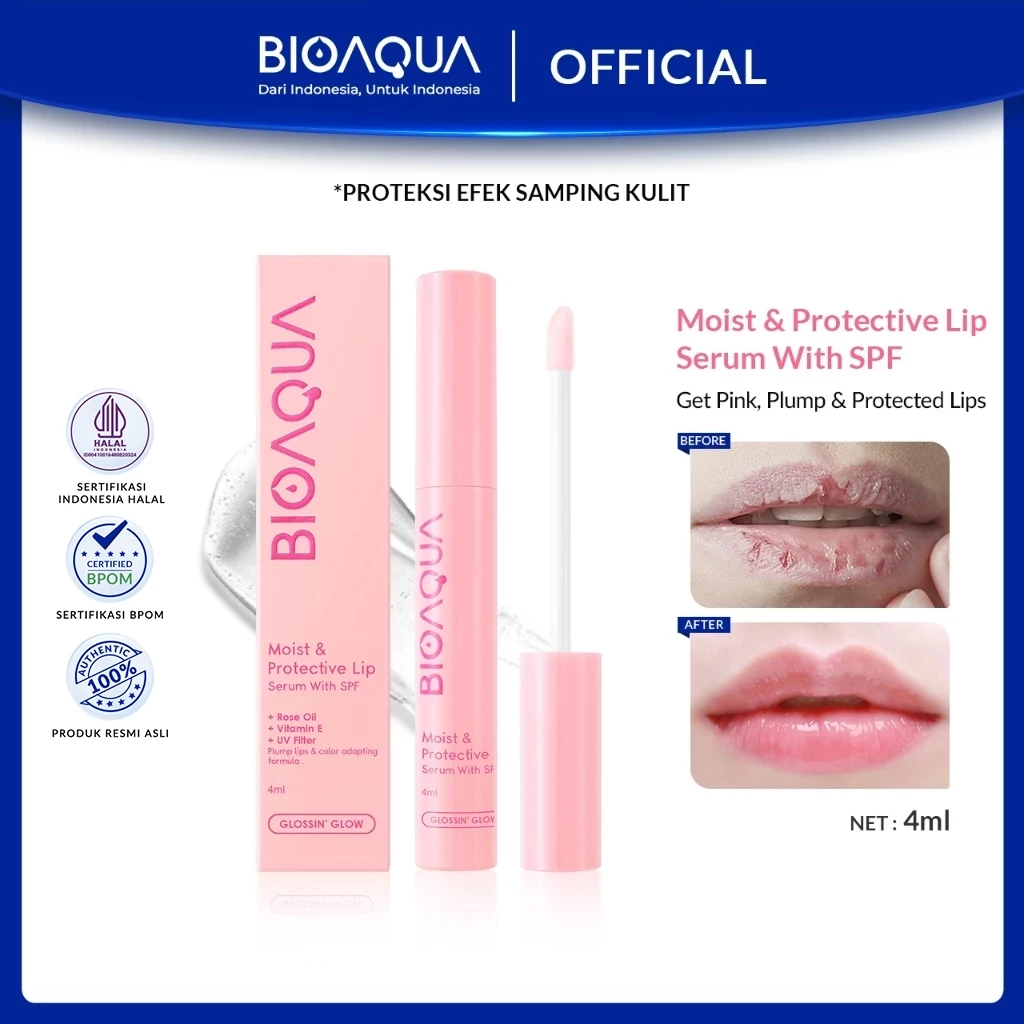 BIOAQUA Moist & Protective Lip Serum With SPF Moisturizing Berubah Warna Pink Lip Balm Lip Care Serum Bibir Untuk Bibir Hitam Lip Oil Magic Lip Glow Serum Lipstik Serum Pemerah Bibir Permanen Lip Moist Treatment Bibir