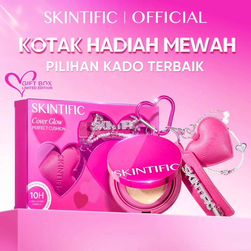 [FREE CHARM NEW]SKINTIFIC - Cover Glow Perfect Pink Cushion & Refill |Radiance Glowing Cocok untuk Kulit Berminyak Berjerawat&Semua Jenis Kulit Antioxidation Dewy Flawless Oil-Control bedak padat Foundation skin tint bb cream makeup powder
