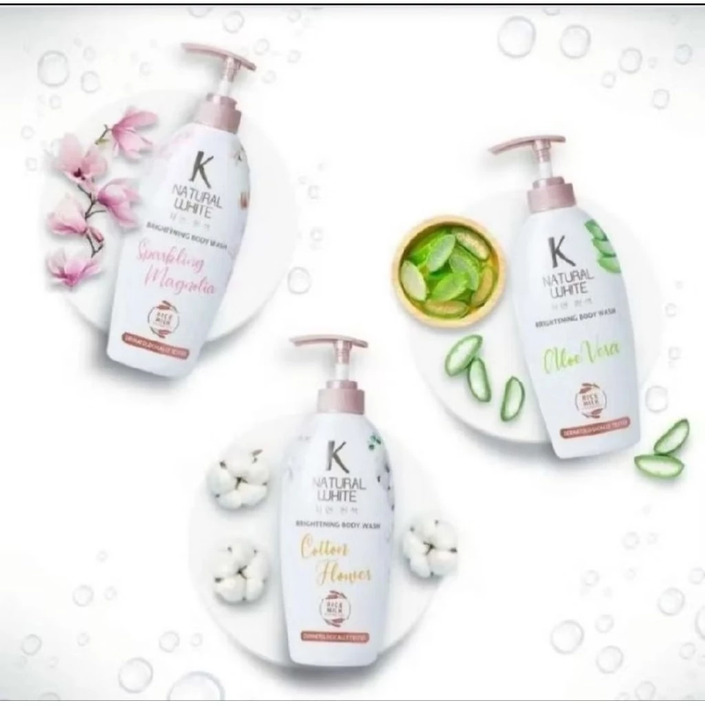 Sabun Mandi Cair K Natural White 500ml - Mencerahkan, Melembabkan, Aroma Alami
