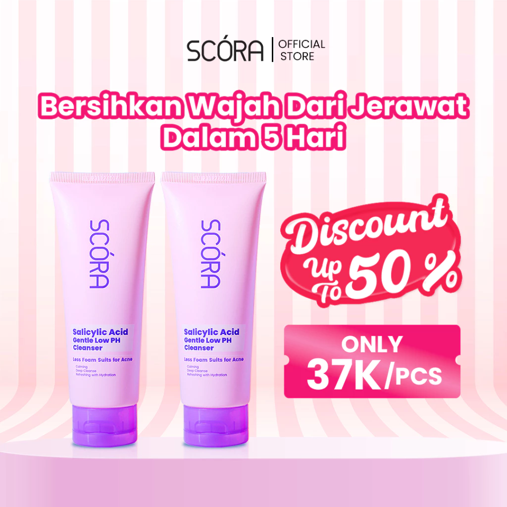 IRIT BEBAS JERAWAT-SCORA Salicylic Acid Gentle Low pH Cleanser Sabun Cuci Muka Oily Acne Prone Skin Friendly [TwinPack 2 Pcs]