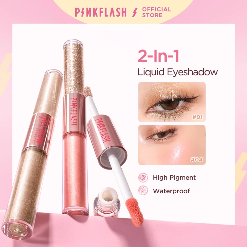 PINKFLASH DoubleGlow 2 in 1 All Glow Liquid Eyeshadow Eye Makeup Lightweight 3 Shades