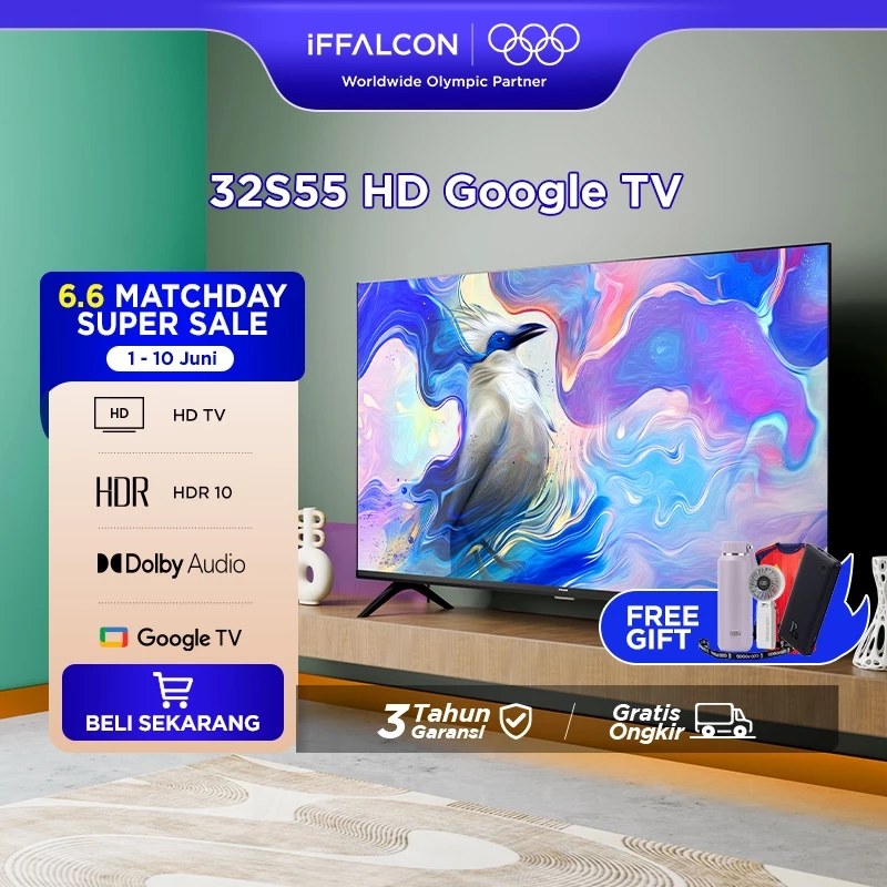 iFFALCON by TCL 32 inch S55 Series Google TV (Android 14) Smart Digital - HD - HDR 10 - Dolby Audio - Google Play/Netflix/YouTube/Disney+ Hotstar/Prime Video - WiFi/Bluetooth 24