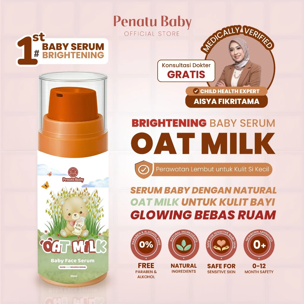 [Penatu Baby Official] Brightening Baby Serum Oat Milk 30 ML | Serum Bayi Kunci Perawatan Penyelamat Skin Barrier Lebih Cerah & Sehat