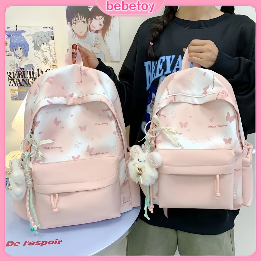 READY Tas Ransel Wanita Korean Style Fashion Tas Sekolah Aesthetic Tas Sekolah Anti Air Pink Mini Backpack Perempuan Lucu Tas Kuliah Laptop Siswa