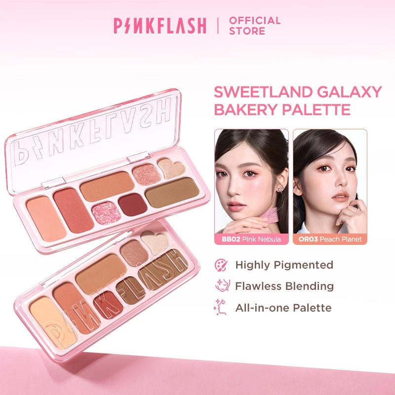 [NEW]PINKFLASH Sweetland Galaxy Bakery Palette All-in-One Face & Eye Palette Multifunction Eyeshadow Blush Contour Highlighter