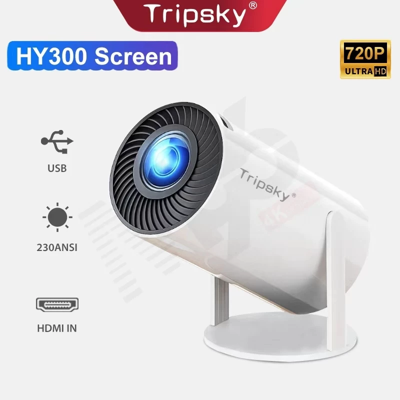 Tripsky Proyektor HY300 MINI Smart Projector 180 ANSI Lumens 1080P HD Proyektor mini