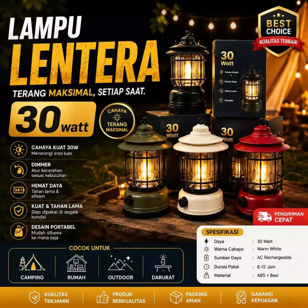 Lampu Lentera LED Camping Lamp 3 COB Lampu Tenda Camping Tent LED Emergency