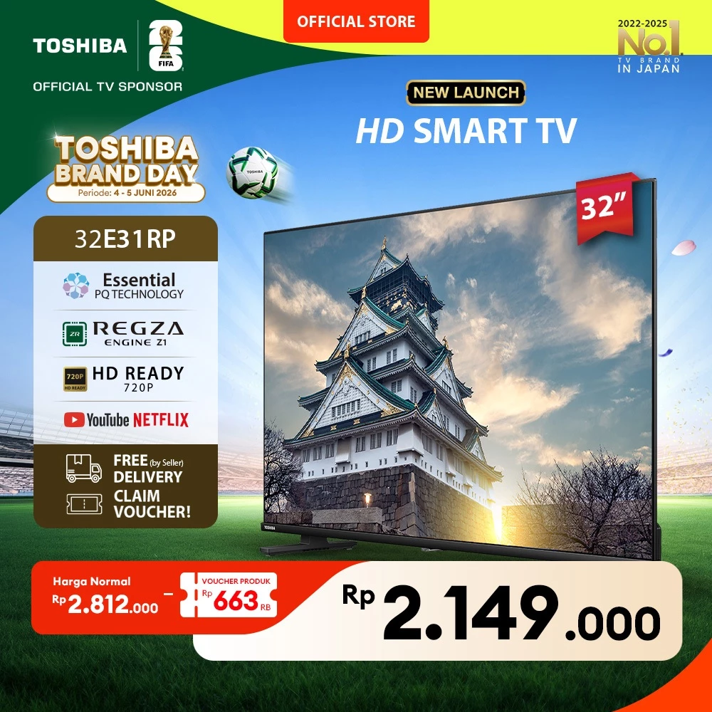 [KHUSUS ONLINE] Toshiba TV 32" HD Smart TV - Regza AI Sound Netflix Disney+ Youtube Dolby Audio Screen Sharing HDMI Digital - 32E31RP