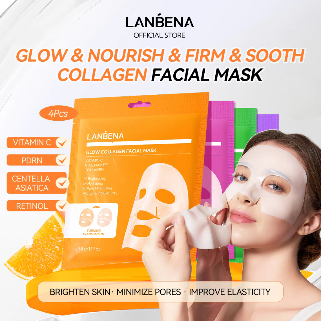 [NEW] LANBENA 243Da Collagen Glowing Mask Series 34g - Masker Wajah Mencerahkan Kulit, Mengurangi Garis-Garis Halus, Mengencangkan Kulit Perawatan Kulit
