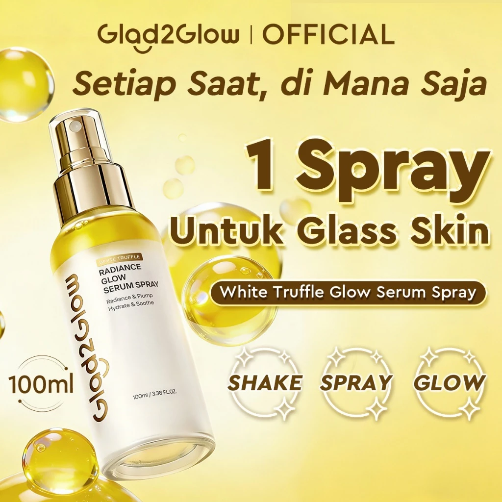 [HOT] Glad2Glow Glow Serum Spray 100ml White Truffle Radiance Mencerahkan & Melindungi Skin Barrier Skin Prep Face Glad2Glow Official Store