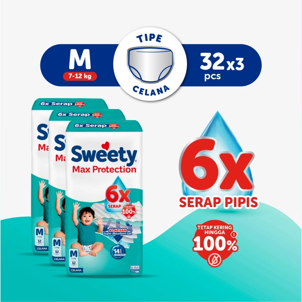 Sweety Silver Max Protect M 3 x 32s Popok Celana Baby Diapers - Special Upcount