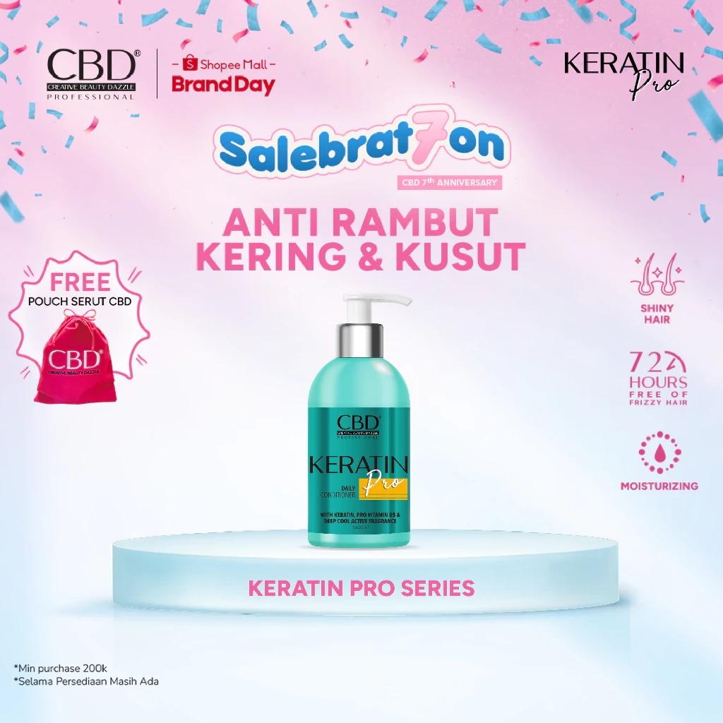 CBD Professional Keratin Pro Daily Conditioner 250ml | Perawatan untuk rambut anti kering dan kusut | Rambut rusak | Rambut bercabang | Rambut patah