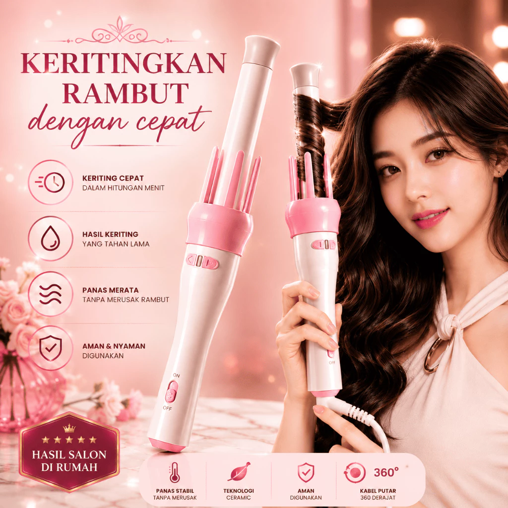 CT001 Magic Curl Otomatis Hair Curler Catokan Keriting Rambut Otomatis Catok Curly