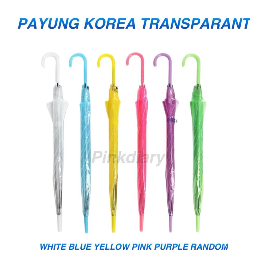 Payung Hujan Jumbo Transparan Style Korea Jepang Polos Warna Warni Payung Lipat Bening Cantik Payung Rainbow Umbrella Fashionable Candy Color Termurah