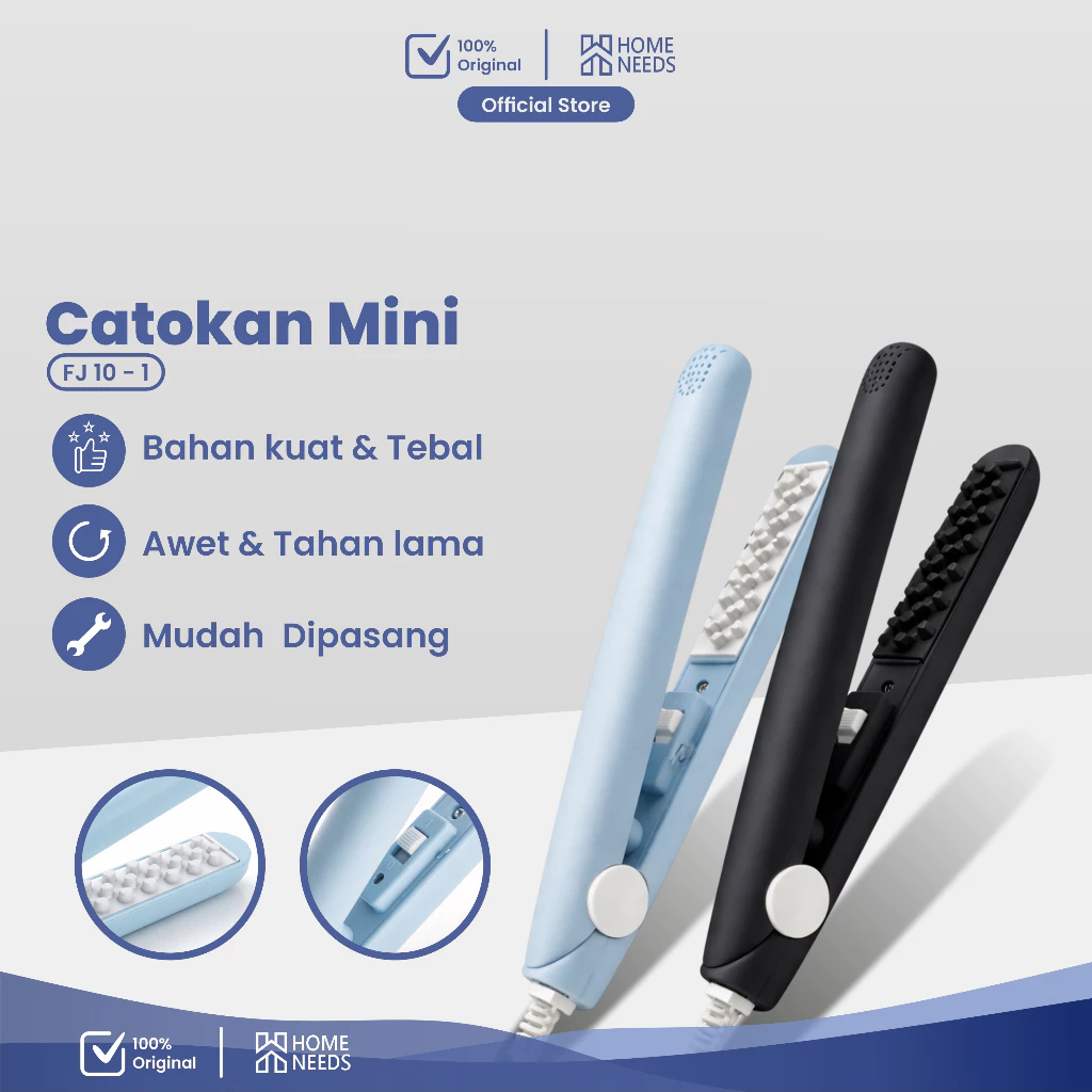 Homeneeds Catokan Mini Portabel Pelurus dan Pengeriting Rambut 2 in 1 Bahan Plastik FJ-10