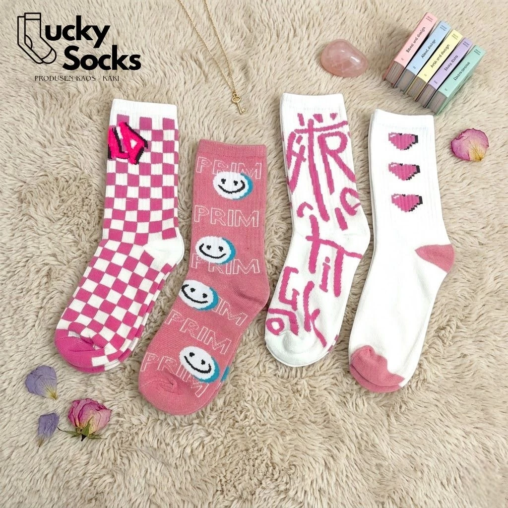 Kaus Kaki Oldschool | Motif Ladies Korean Style.