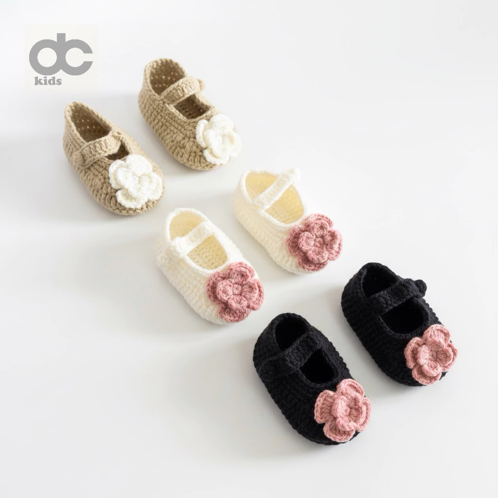 Sepatu Bayi Rajut Handmade Motif Bunga – Cute Baby Shoes 0-1 Tahun