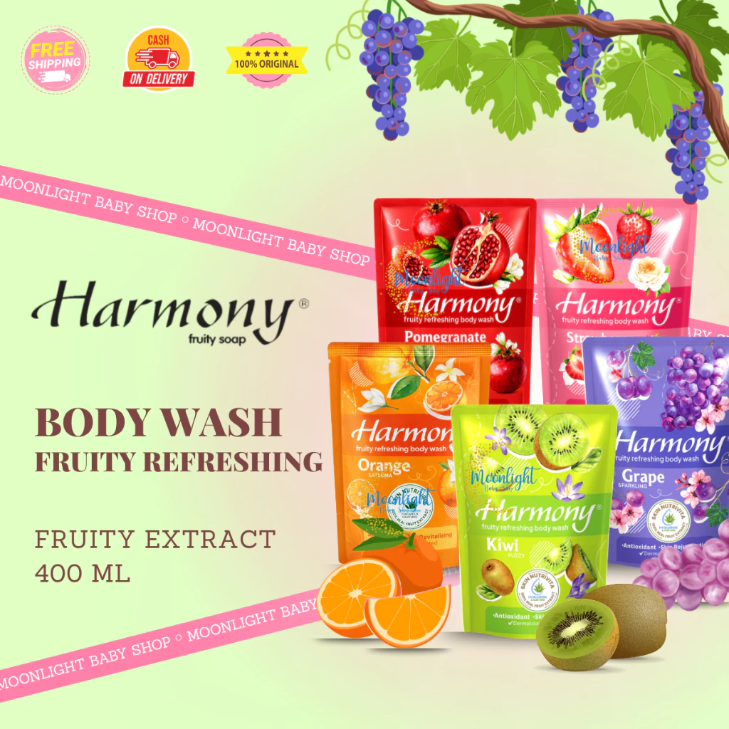 HARMONY Fruity Refreshing Body Wash 400ml - Sabun Mandi Cair Pouch