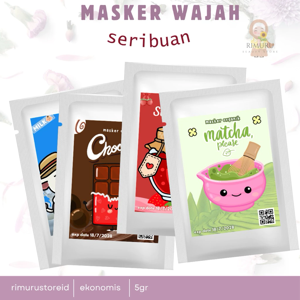(5gr) Masker Organik BPOM Terlaris/Masker Wajah Anak/Face Mask Organic/Masker Wajah Murah/Ekonomis