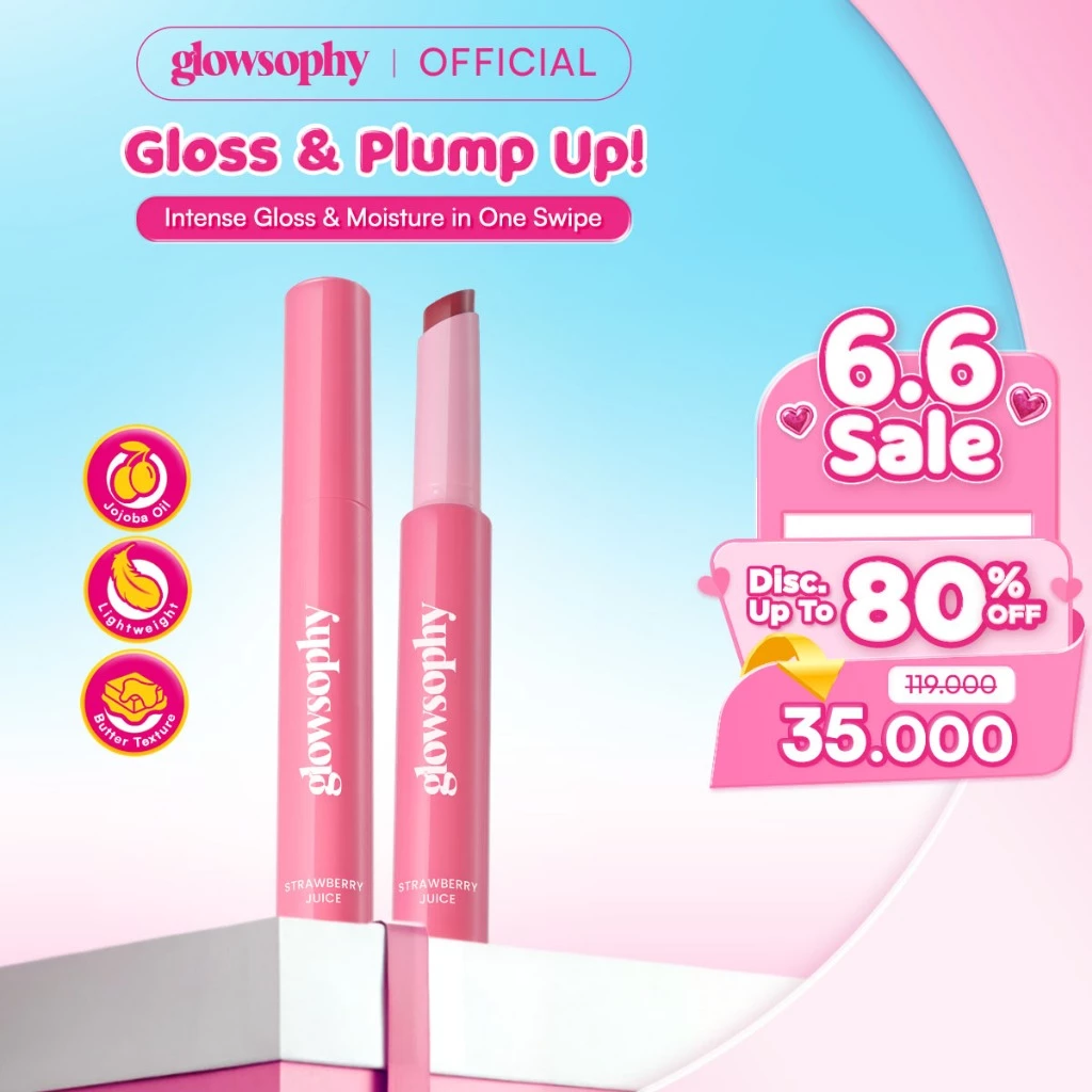 Glowsophy Color Crush Juicy Tinted Lip Balm - Pelembab bibir glossy pigmented efek plumpy membuat bibir tampak penuh natural dengan sekali swipe