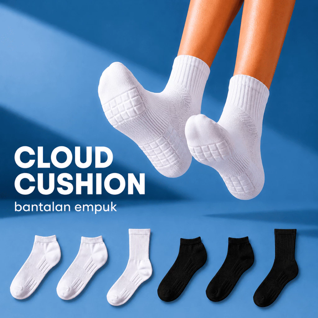 Moves Cloud Cushion - Kaos Kaki Bantalan Empuk Daily dan Sport Adem Tebal Halus Lembut Premium