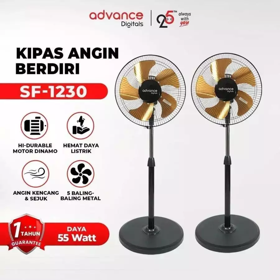 Paket Kipas Angin Berdiri SF-1230 + Kipas Angin Mini Portable SF-22 | Stand Fan 12 Inch Rechargeable Hemat Listrik