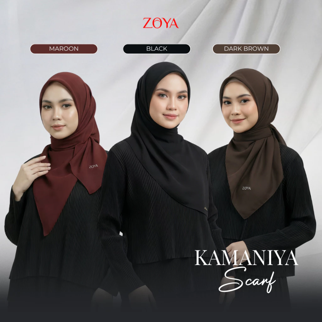 Zoya - Kamaniya Scarf - Kerudung Hijab Segiempat Polos - Bahan Voal