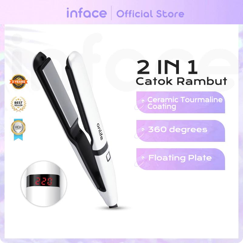 Inface - 2 In 1 Catok Rambut Hiron | Ceramic Tourmaline Coating Inflatable Plate ZF01
