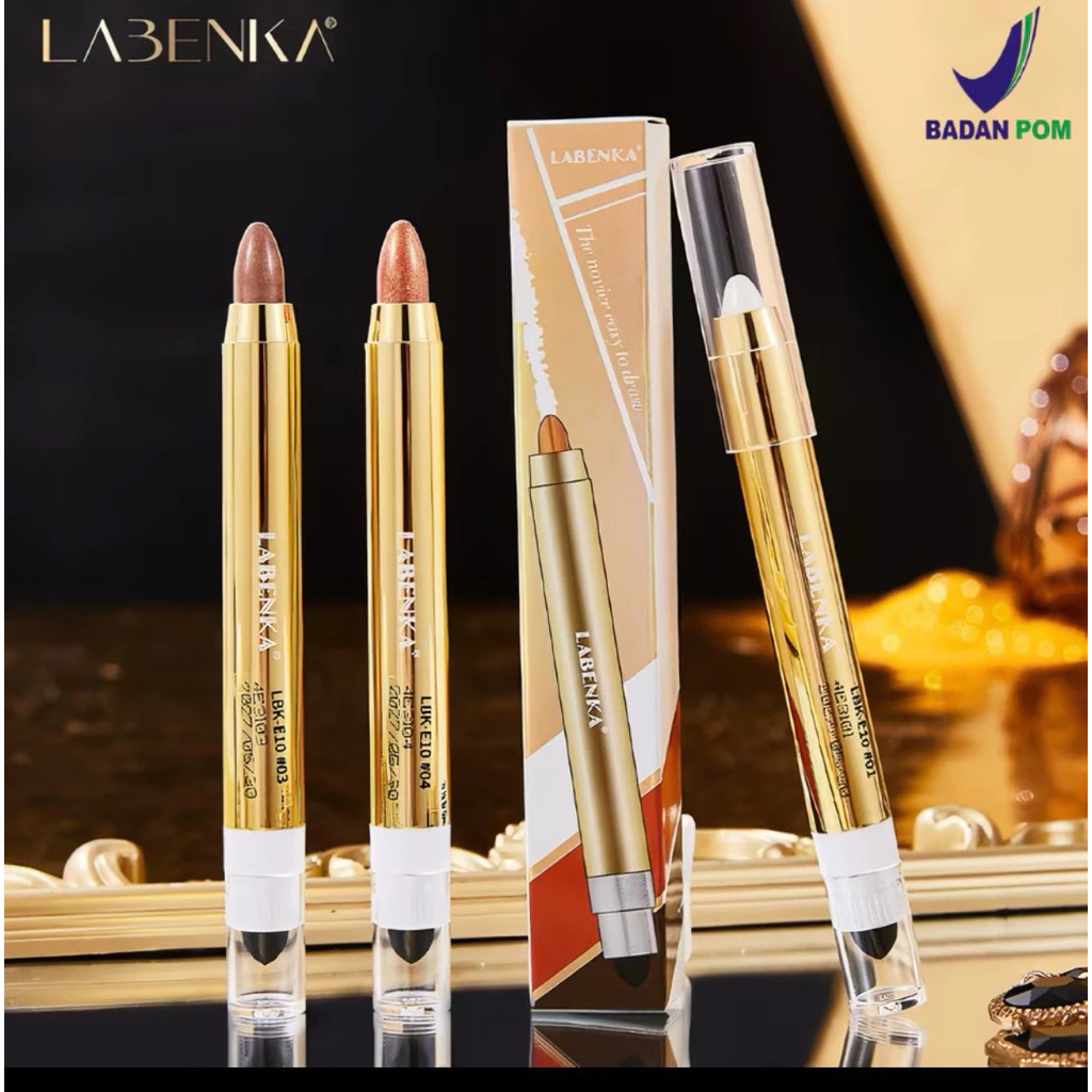 Eyeshadow Pensil Double Head 2 In 1 Easy To Use Matte Glitter Perona Mata Berkilau 6 Warna Lbk E10
