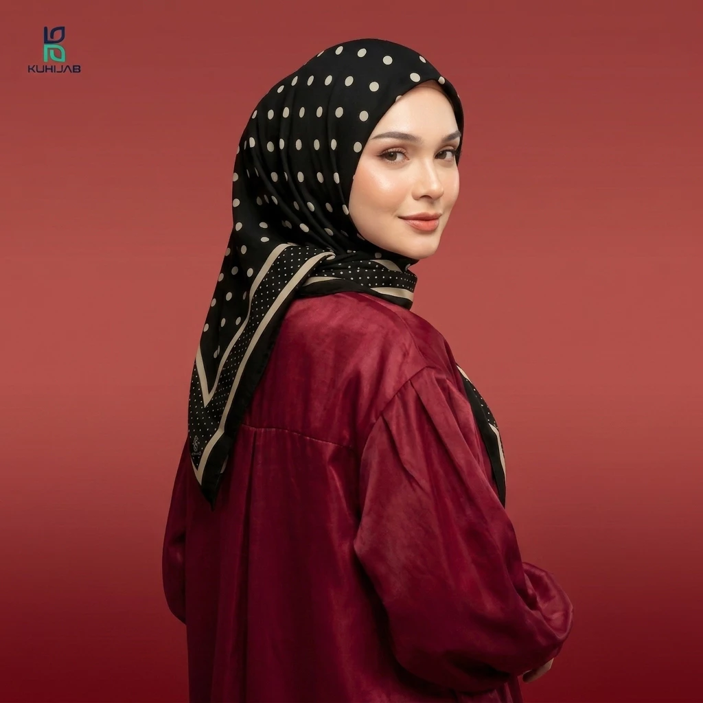 KUHIJAB - Polkadot Series Jilbab Kerudung Segi Empat Voal Premium Laser Cut Hijab Scarf 115x115