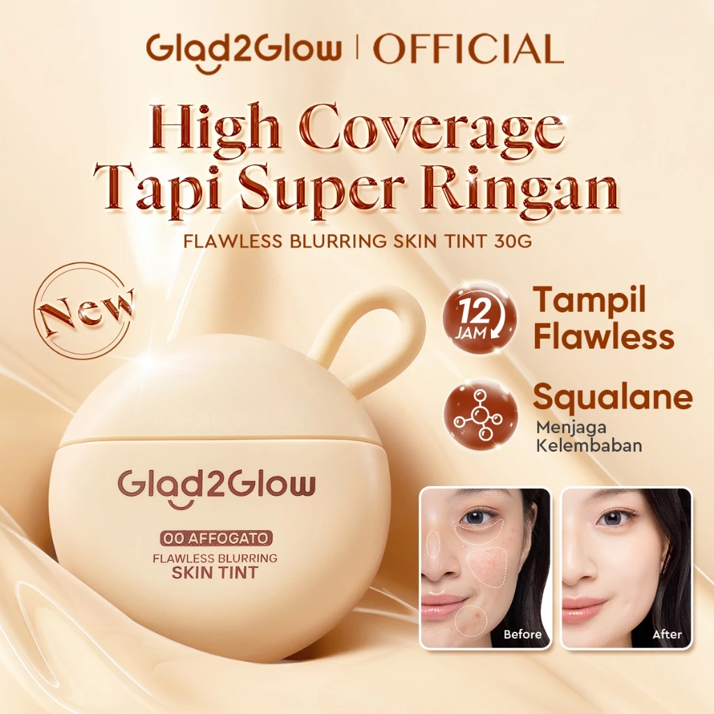 [Hot sale]Glad2Glow FLAWLESS BLURRING SKIN TINT 30G Concealer Foundation Bedak padat Make up Lightweight Coverage Long-lasting 12-Hour Soft-Focus Flawless Skin oil-control  Bio-Mimetic Film Technology  Care g2glow official store