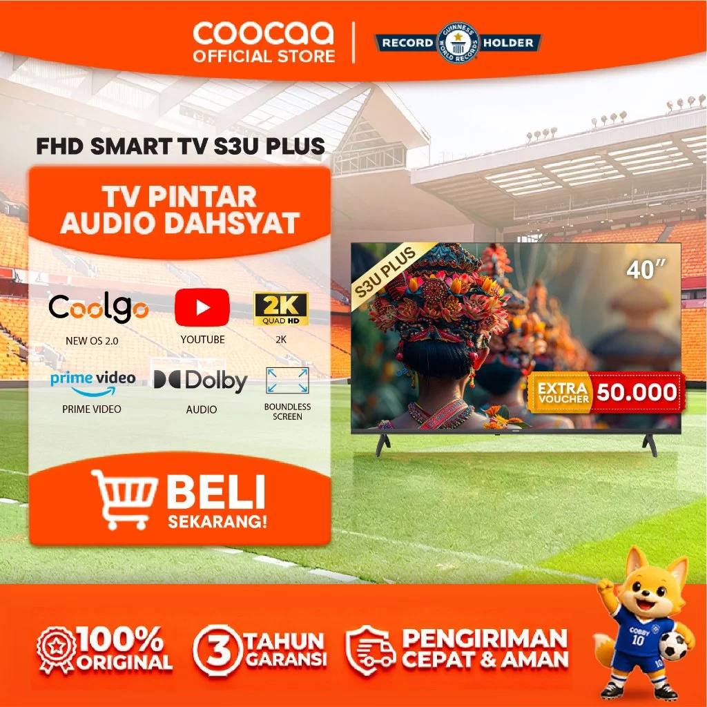 [NEW]COOCAA 40 inch S3U PLUS - Coolita 3.0 - Smart TV - Youtube/ Prime Video - Dolby Audio (COOCAA 40S3U Plus)