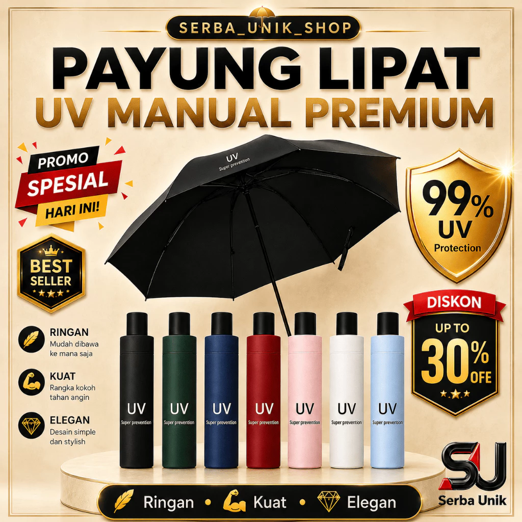 Payung Anti UV Sinar Matahari Payung Lipat Polos Anti Air Anti Panas Korea Style