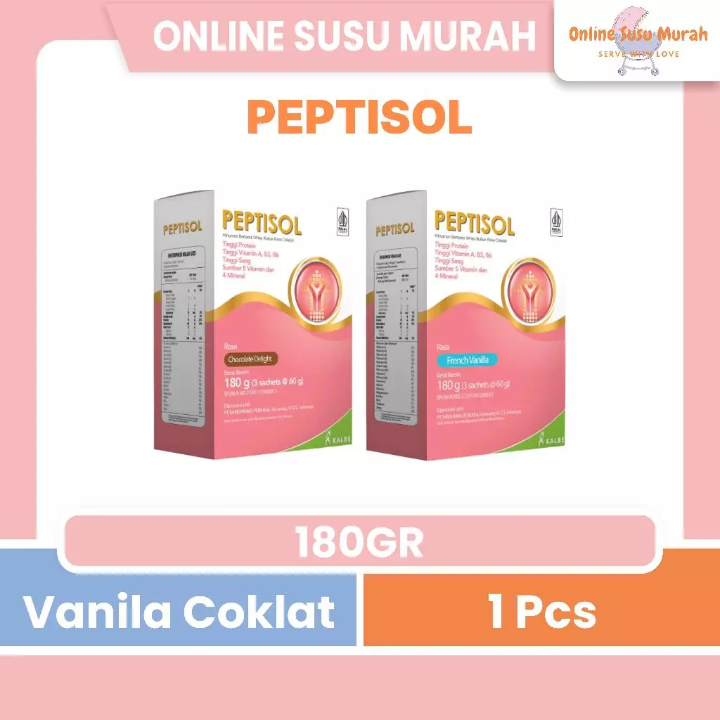 PEPTISOL Vanila Coklat 180gr Nutrisi Tinggi Protein Rendah Residu