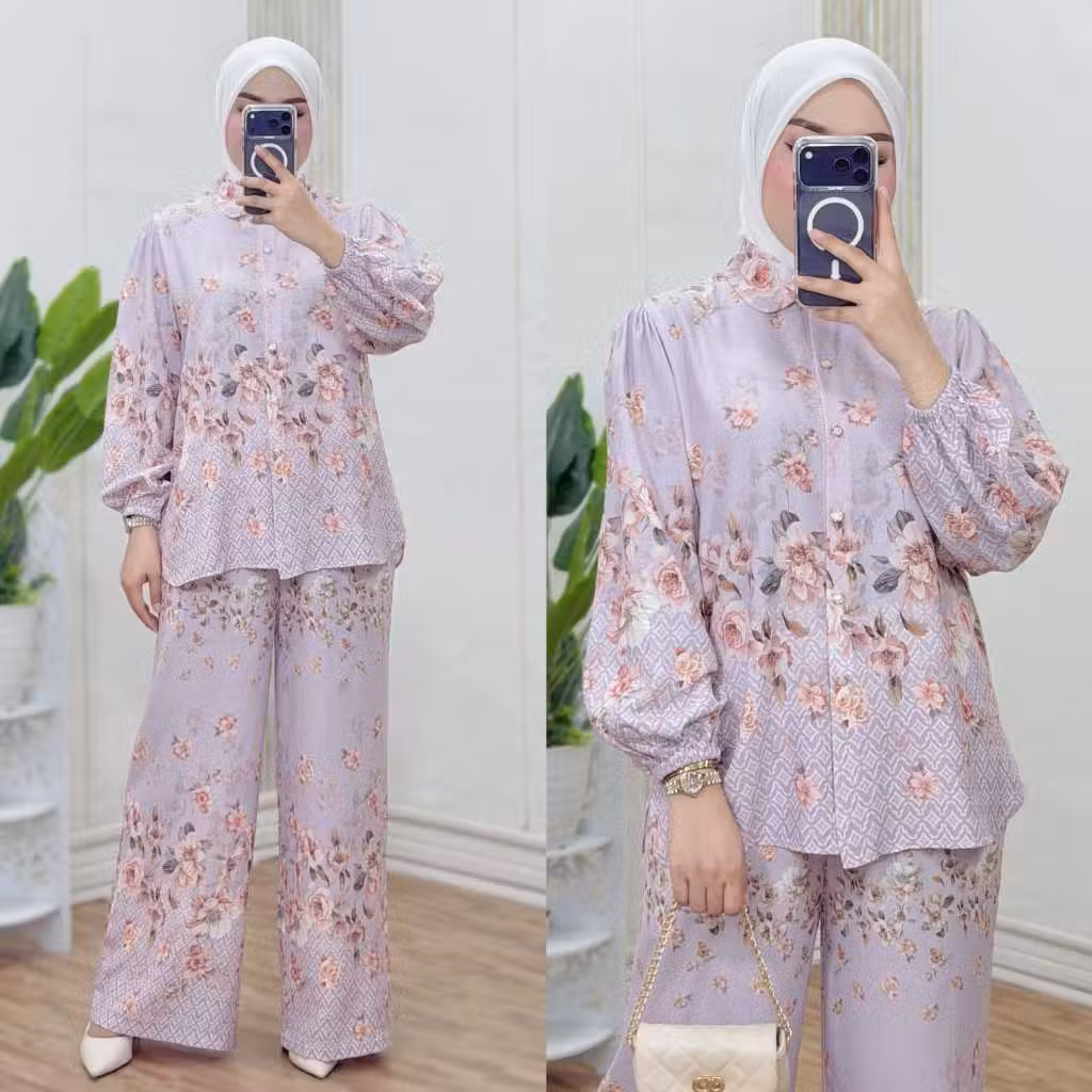 Setelan Wanita Stylish Terbaru | Setelan Motif Bunga | Setelan Wanita Terbaru | Setelan Wanita Premi