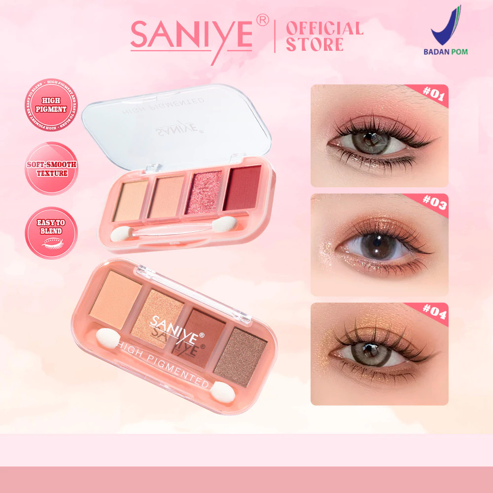 SANIYE 4 Warna Eyeshadow Glitter Palet Eye Shadow Mata Menarik Kosmetik E0459