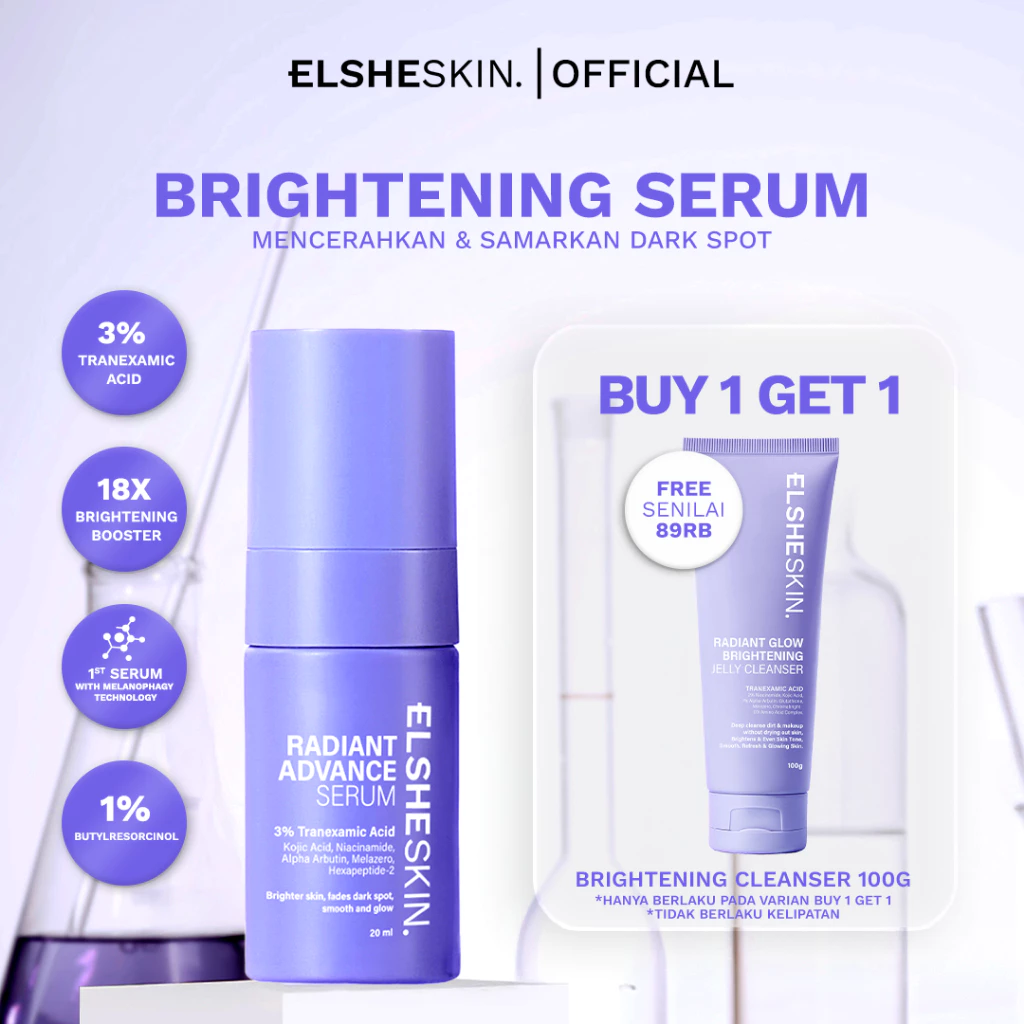 [LIVE] Elsheskin Radiant Advance Serum 20ml Brightening Serum Cerahkan Kulit Kusam Mencerahkan Maksimal dan Samarkan Noda Hitam Bekas Jerawat