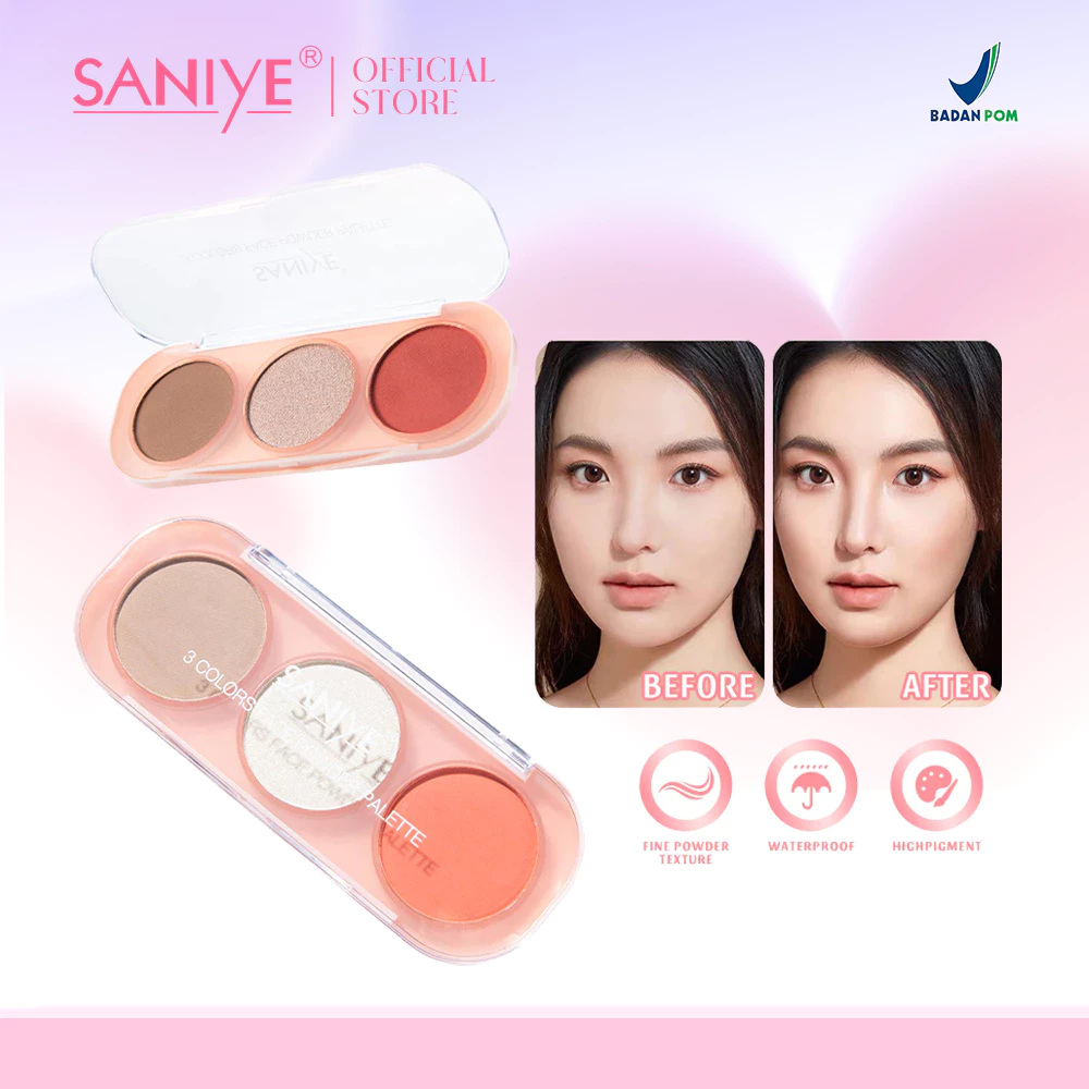 SANIYE [ BPOM ] Multi Fungsi Blush On Glitter Highlighter Palette Contour Eyeshadow Palette  E0358
