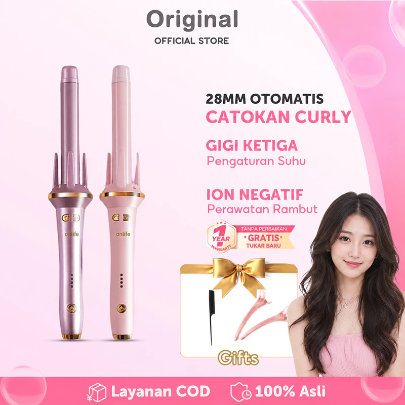Onlife Catokan Curly Otomatis 28MM Ceramics Curly Rambut Alat Kriting Rambut HS02