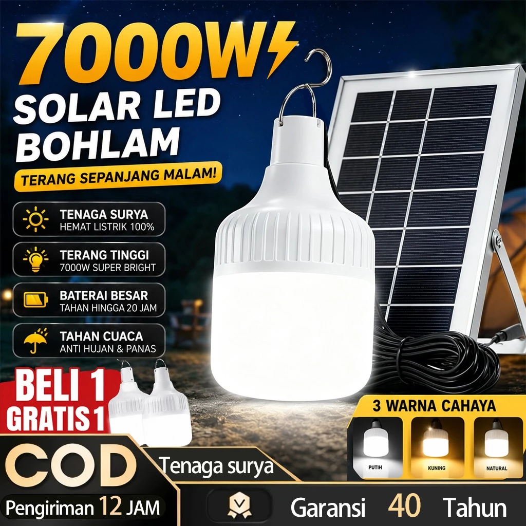 [Beli 1 Gatis 1]Lampu Tenaga Surya outdoor Lampu led pengisian darurat di bohlam matahari  Lampu Tenaga Surya Lampu emergency tahan 24 jam Jumbo bohlam outdoor LED Lampu Portable Charge Bulb Hemat Ene