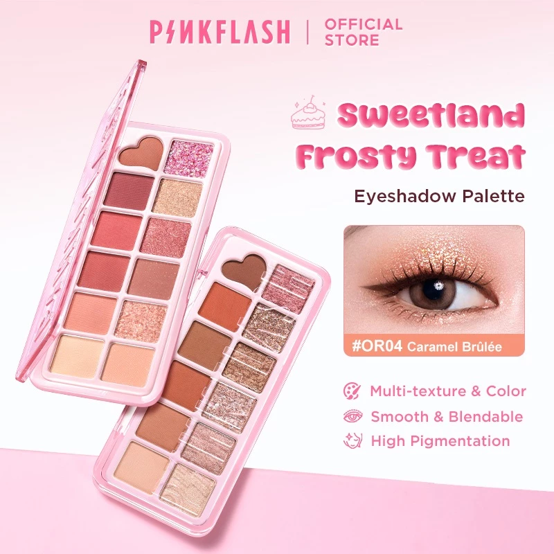 PINKFLASH Sweetland Frosty Treat 12-Color Eyeshadow Palette High Pigmentation Smooth Long Lasting