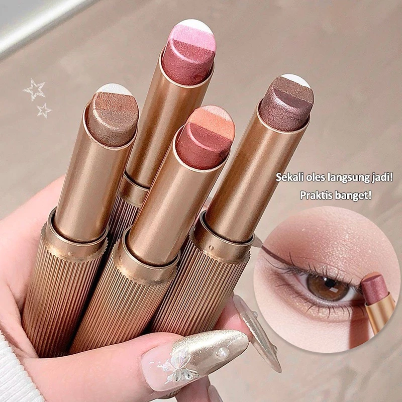 Eyeshadow Stick 3 Warna Gradasi Multifungsi Shimmer Waterproof Long Lasting Tahan Lama Tahan Air Makeup