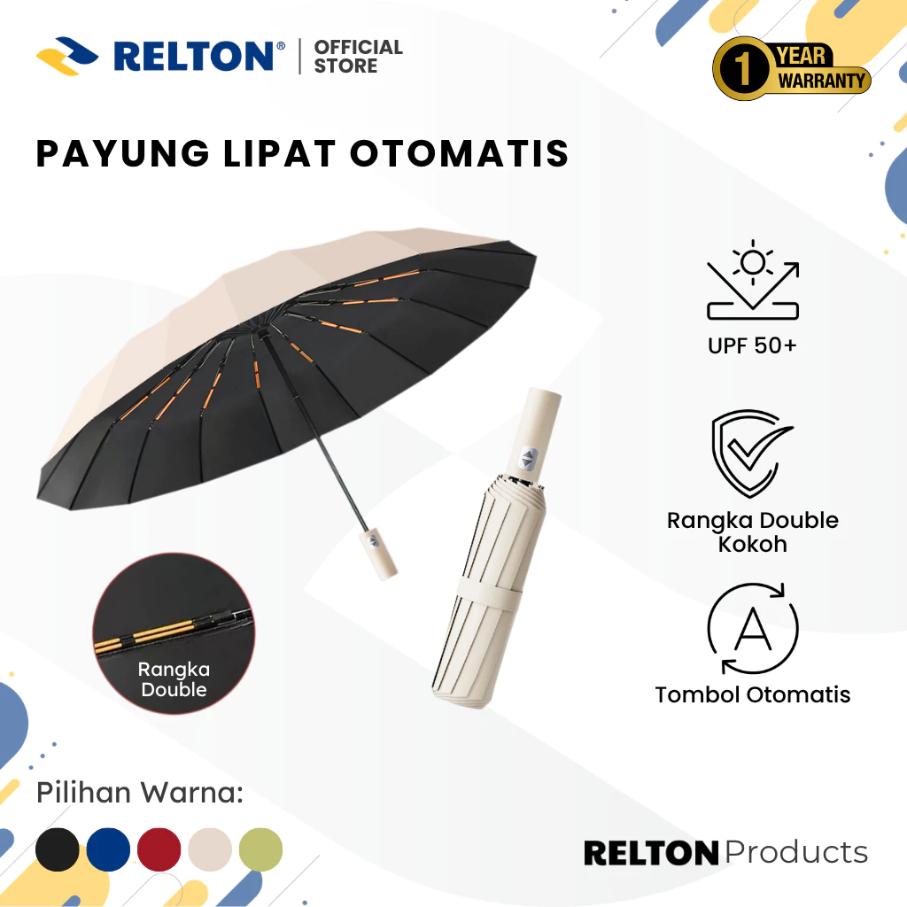 Payung Lipat Otomatis 12 Rangka Double Payung Buka Tutup Otomatis Anti UV Anti Hujan